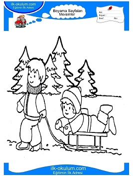 Çocuklar İçin Kış Boyama Sayfaları 